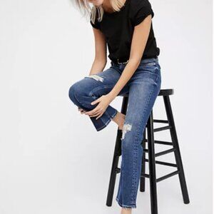 Free People Distressed Color-Blocked Flare Crop Jeans – Size 27